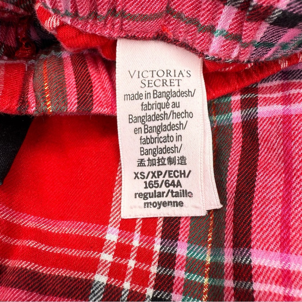Victoria’s Secret Red Plaid Flannel Pajama Set XS Button Up Cozy Sleepwear - Picture 4 of 4